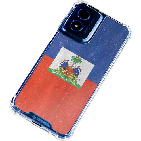 Haiti Flag Distressed Moto G Play 4G (2024) Clear Case